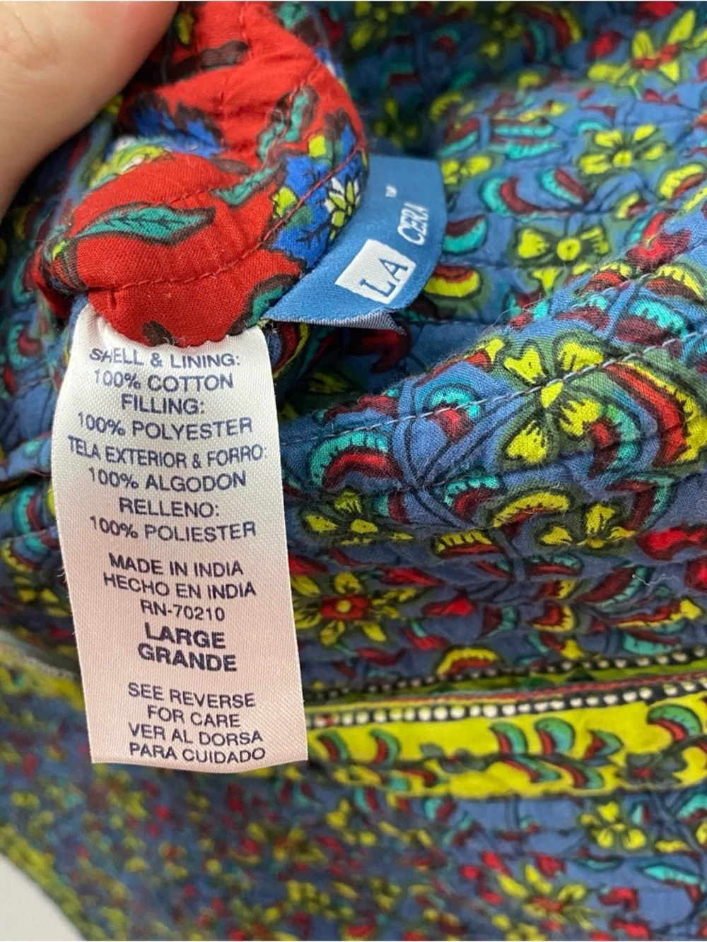 LA Cera Reversible Floral Quilted Button Down Jacket Womens Large Gardening